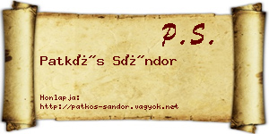 Patkós Sándor névjegykártya
