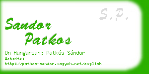 sandor patkos business card